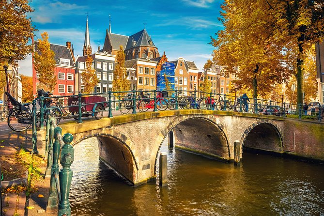 Gabled houses above a bridge on the Amsterdam canal ring