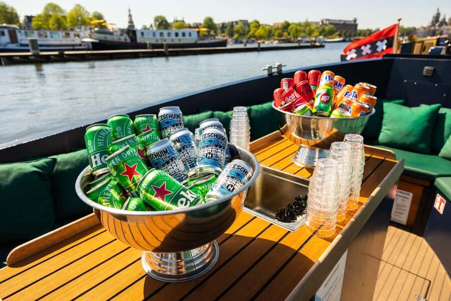 Amsterdam: Guided Open Boat Canal Cruise Including Drink - From Central Station to the old harbor
