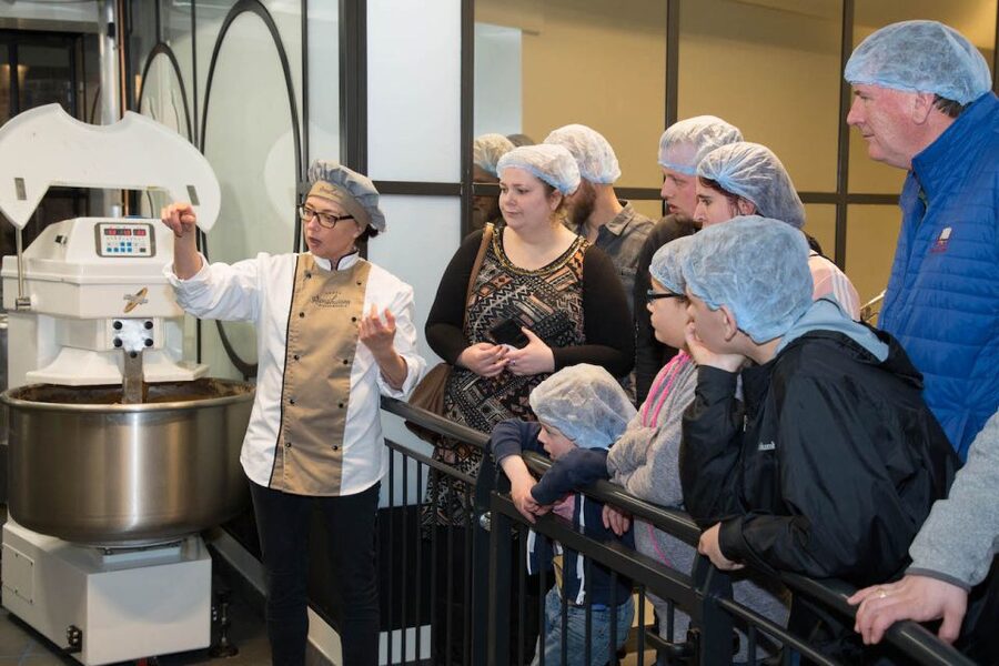 Gouda: Syrup Waffle Factory Ticket with a Waffle - Watching bakers, robots, and waffle machines