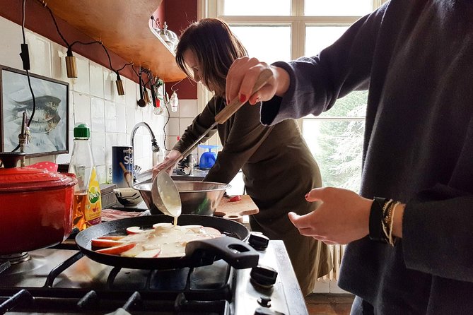 Private Dutch Pancake Cooking Class in an Amsterdam Canal Home - Sitting down for lunch with Fusina