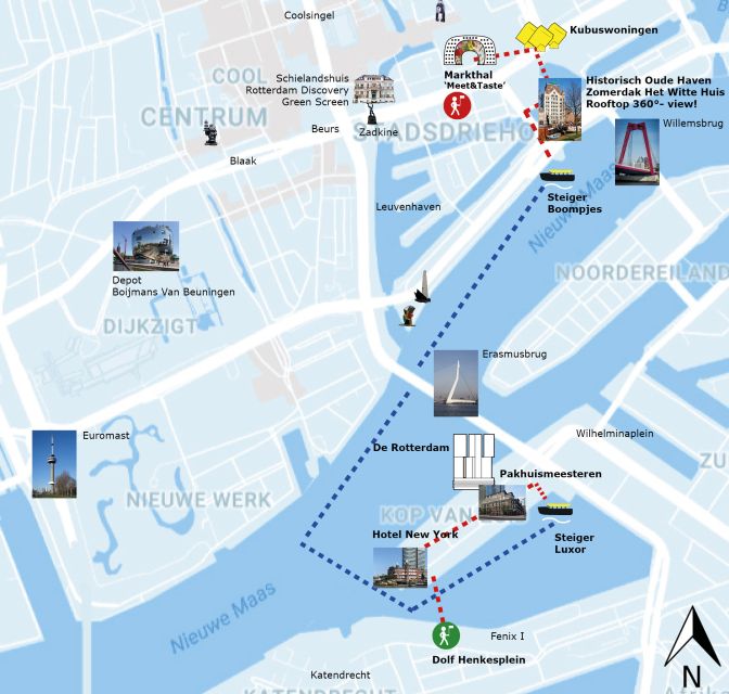 Rotterdam: De Rotterdam, Cube Houses, Watertaxi and Markthal - Katendrecht and the Fenix museum area